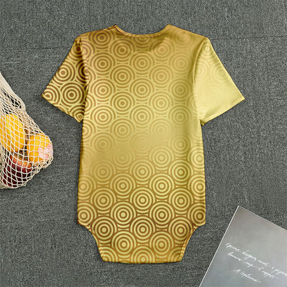 Gold Chinese Pattern Print Men's Bodysuit