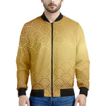 Gold Chinese Pattern Print Men's Bomber Jacket