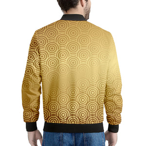 Gold Chinese Pattern Print Men's Bomber Jacket