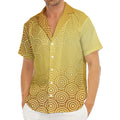 Gold Chinese Pattern Print Men's Deep V-Neck Shirt