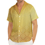 Gold Chinese Pattern Print Men's Deep V-Neck Shirt