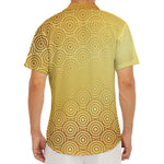 Gold Chinese Pattern Print Men's Deep V-Neck Shirt