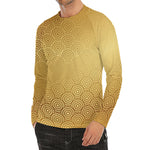 Gold Chinese Pattern Print Men's Long Sleeve Rash Guard