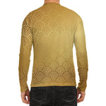 Gold Chinese Pattern Print Men's Long Sleeve Rash Guard