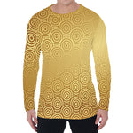 Gold Chinese Pattern Print Men's Long Sleeve T-Shirt