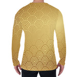 Gold Chinese Pattern Print Men's Long Sleeve T-Shirt