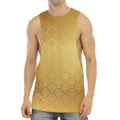 Gold Chinese Pattern Print Men's Muscle Tank Top
