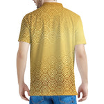 Gold Chinese Pattern Print Men's Polo Shirt