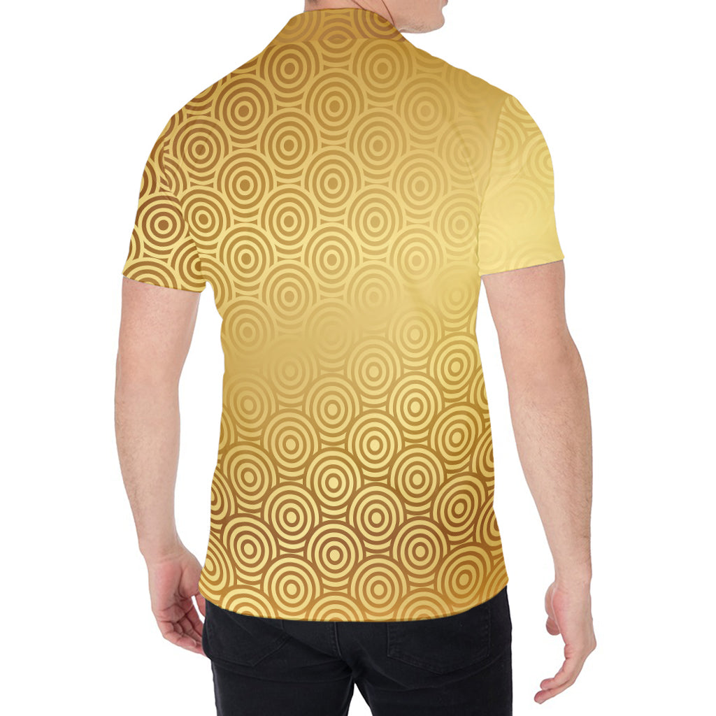 Gold Chinese Pattern Print Men's Shirt