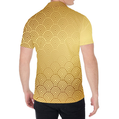 Gold Chinese Pattern Print Men's Shirt