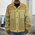 Gold Chinese Pattern Print Men's Shirt Jacket
