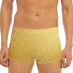 Gold Chinese Pattern Print Men's Short Boxer Briefs