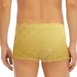 Gold Chinese Pattern Print Men's Short Boxer Briefs