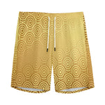 Gold Chinese Pattern Print Men's Sports Shorts