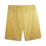Gold Chinese Pattern Print Men's Sports Shorts