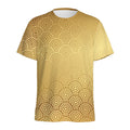 Gold Chinese Pattern Print Men's Athletic T-Shirt