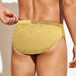 Gold Chinese Pattern Print Men's Swim Briefs