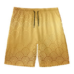 Gold Chinese Pattern Print Men's Swim Trunks