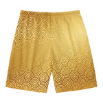 Gold Chinese Pattern Print Men's Swim Trunks