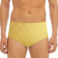 Gold Chinese Pattern Print Men's Triangle Swim Briefs