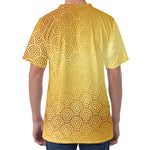 Gold Chinese Pattern Print Men's Velvet T-Shirt