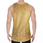 Gold Chinese Pattern Print Men's Velvet Tank Top