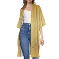 Gold Chinese Pattern Print Open Front Beach Cover Up