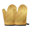 Gold Chinese Pattern Print Oven Mitts