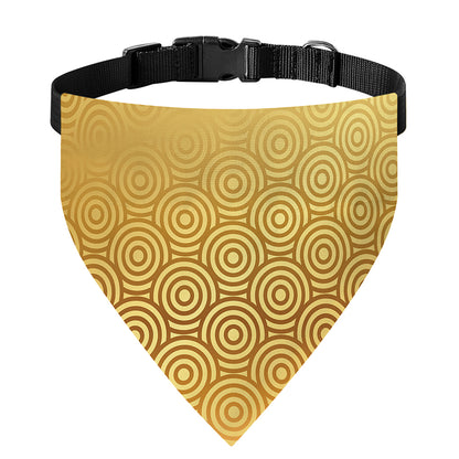 Gold Chinese Pattern Print Over The Collar Dog Bandana