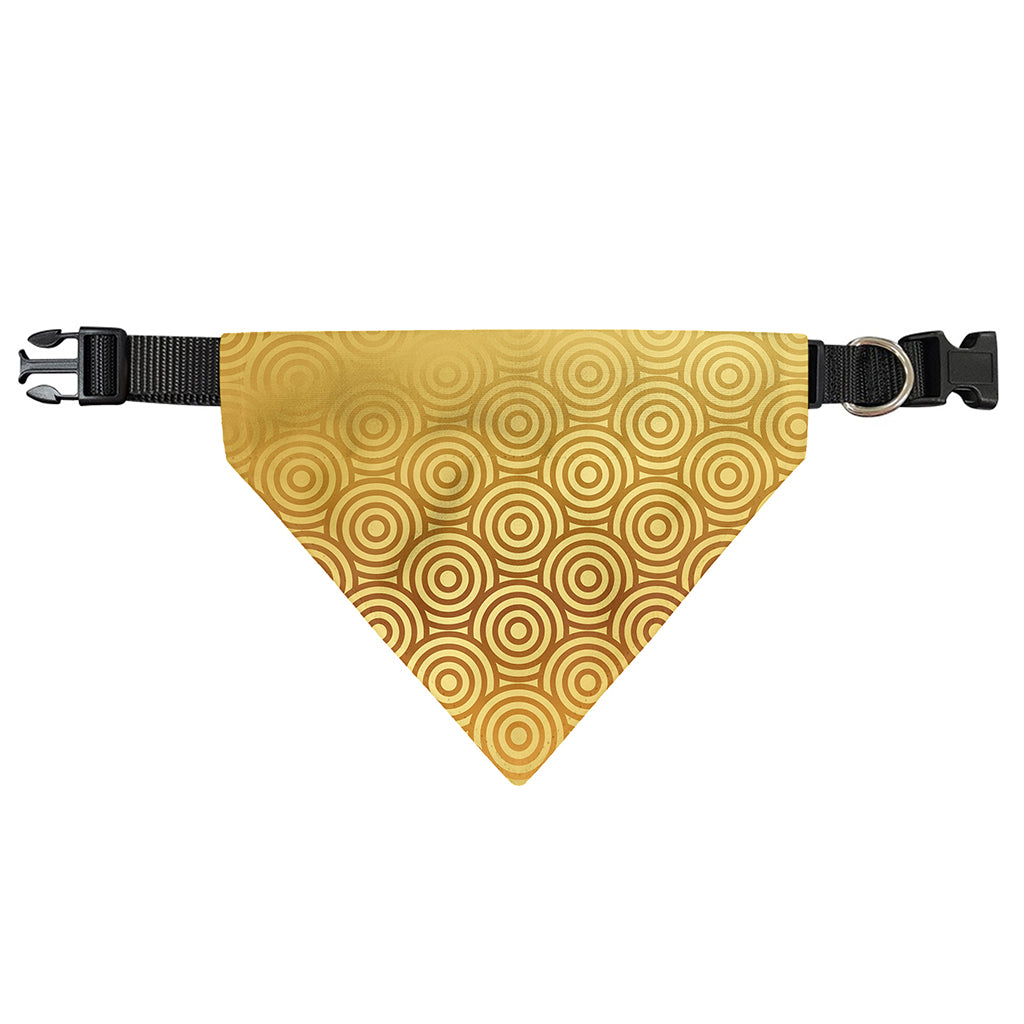 Gold Chinese Pattern Print Over The Collar Dog Bandana