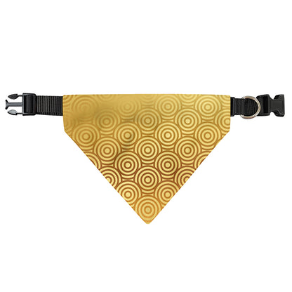 Gold Chinese Pattern Print Over The Collar Dog Bandana