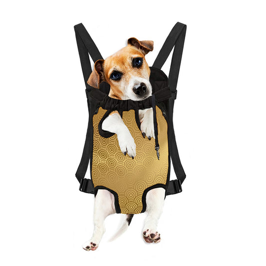 Gold Chinese Pattern Print Pet Carrier Backpack