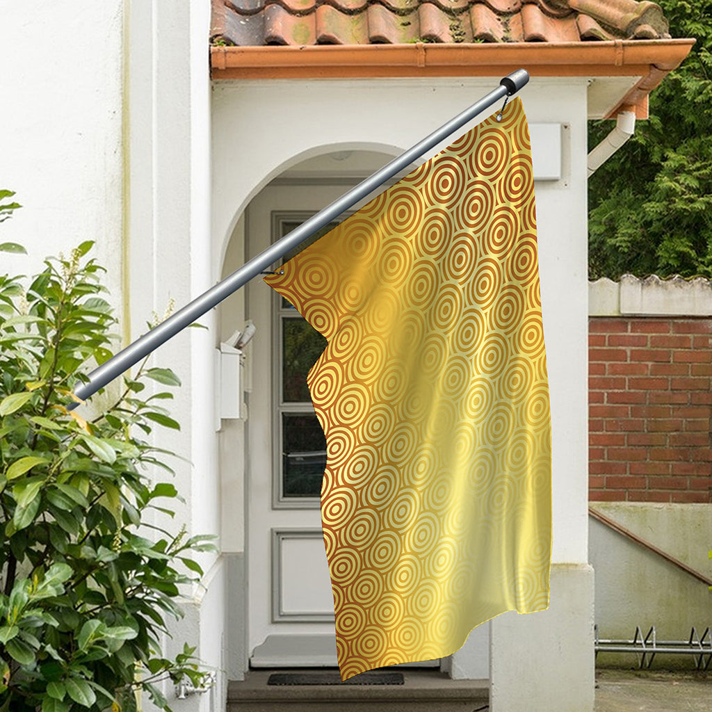 Gold Chinese Pattern Print Polyester Flag