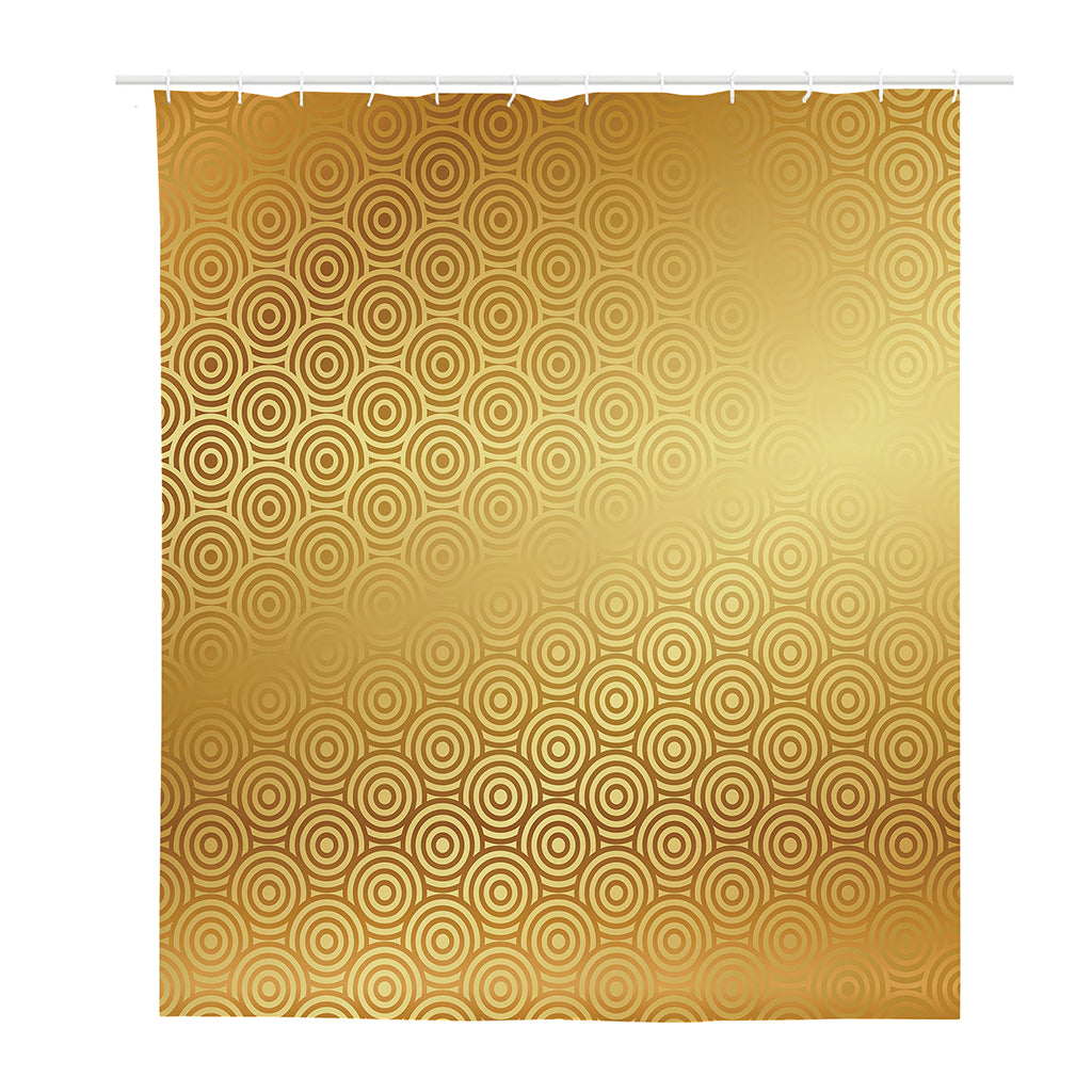Gold Chinese Pattern Print Polyester Shower Curtain