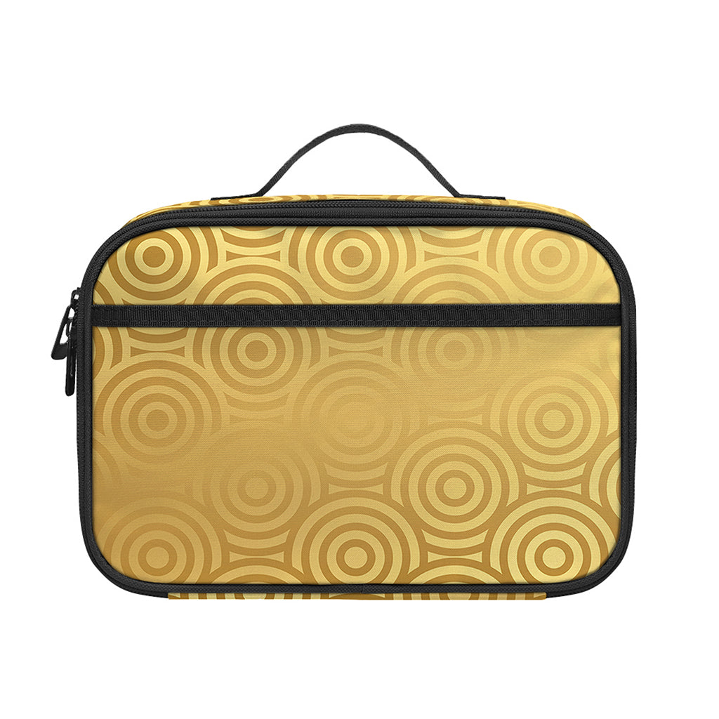 Gold Chinese Pattern Print Portable Lunch Bag