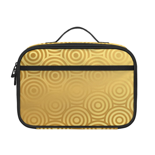 Gold Chinese Pattern Print Portable Lunch Bag
