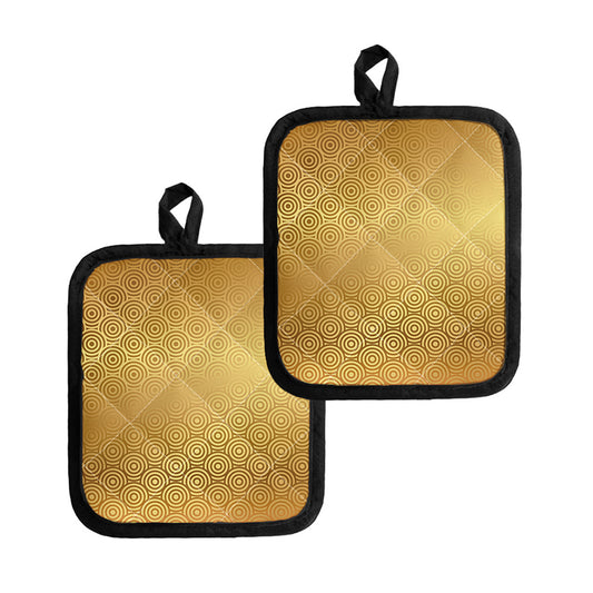 Gold Chinese Pattern Print Pot Holders