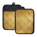 Gold Chinese Pattern Print Pot Holders With Pocket