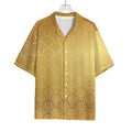Gold Chinese Pattern Print Rayon Hawaiian Shirt