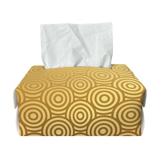 Gold Chinese Pattern Print Rectangle Tissue Box Cover