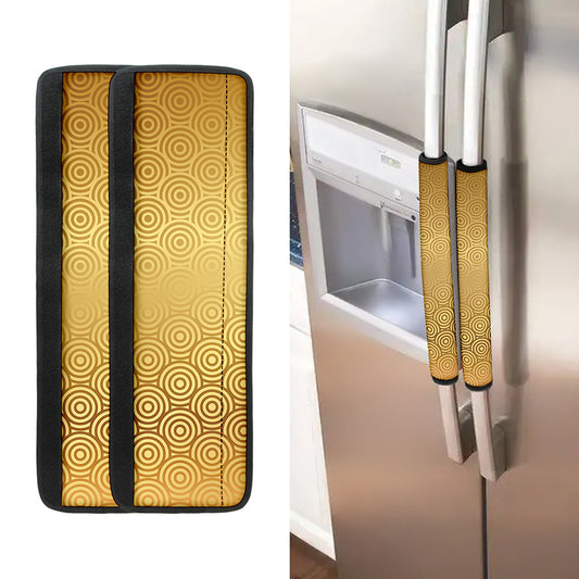 Gold Chinese Pattern Print Refrigerator Handle Covers