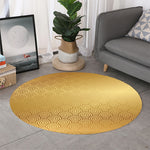 Gold Chinese Pattern Print Round Rug