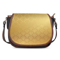 Gold Chinese Pattern Print Saddle Bag