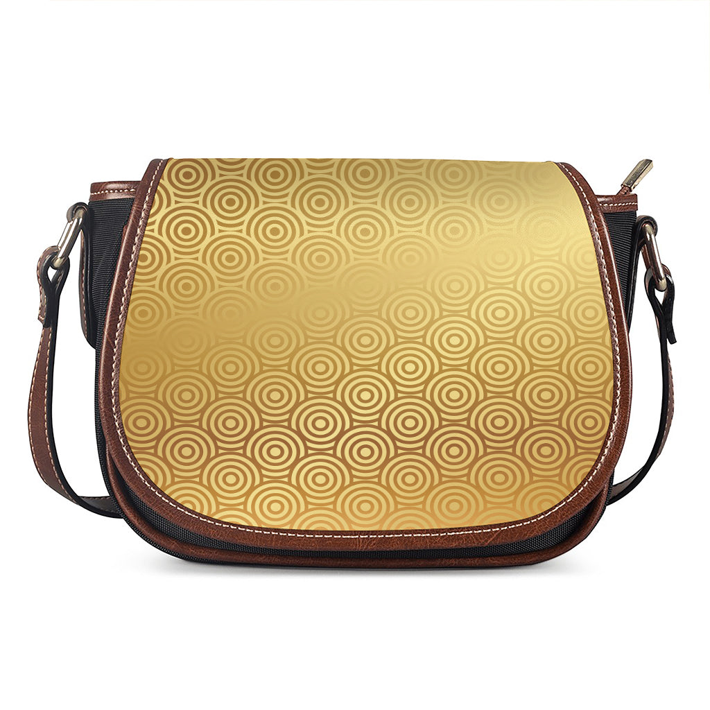 Gold Chinese Pattern Print Saddle Bag
