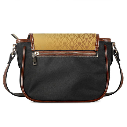 Gold Chinese Pattern Print Saddle Bag