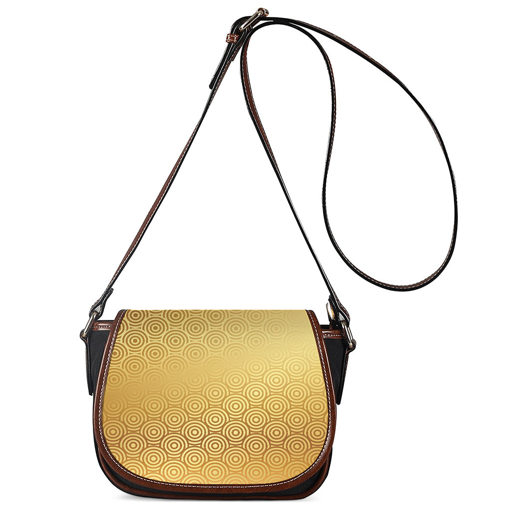 Gold Chinese Pattern Print Saddle Bag