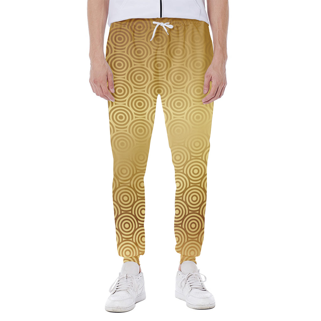 Gold Chinese Pattern Print Scuba Joggers