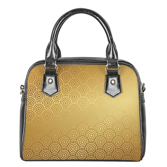 Gold Chinese Pattern Print Shoulder Handbag