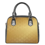 Gold Chinese Pattern Print Shoulder Handbag
