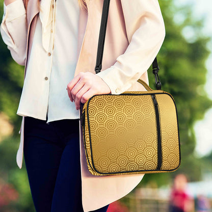 Gold Chinese Pattern Print Shoulder Strap Bible Bag